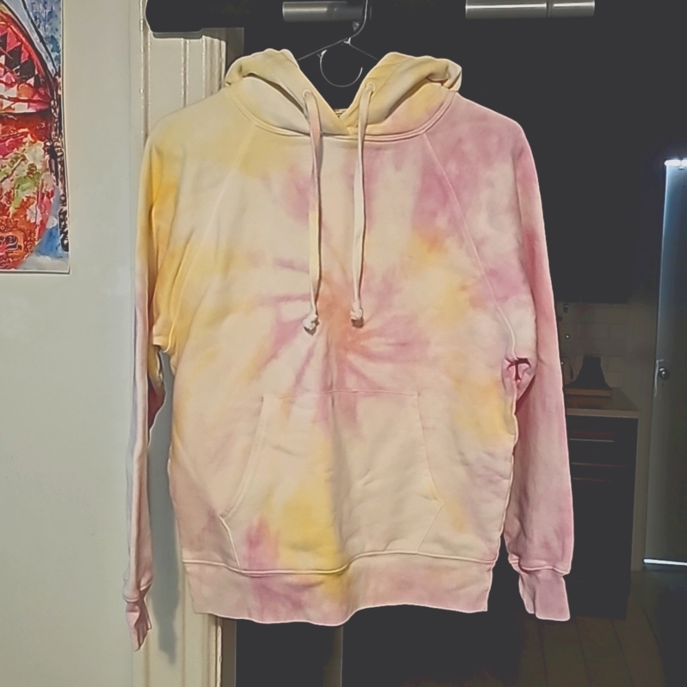 Reformation Jeans XS pink and yellow hoodie